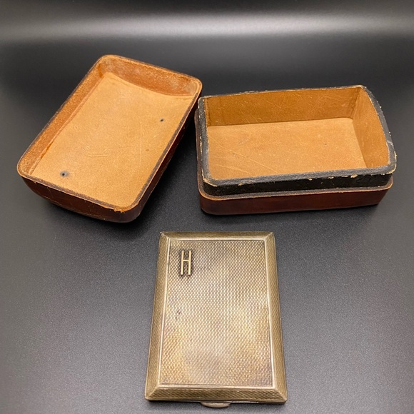 Antique Brass Pocket Photo Album Case Working Spring Hinge w/Leather Case - Picture 3 of 16